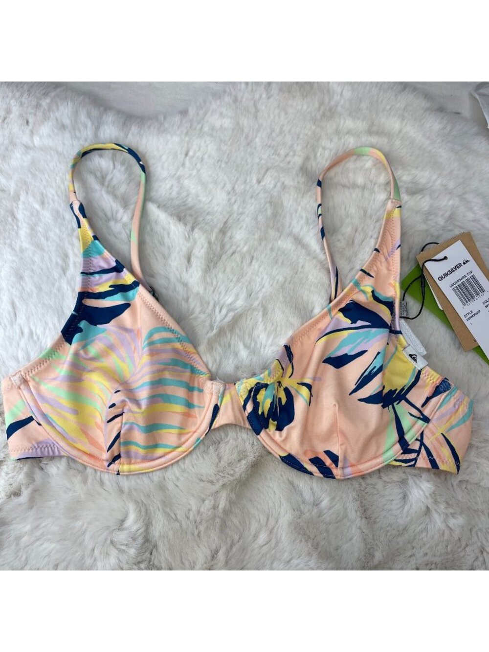 NWT Quiksilver Top Bikini Underwire Top Coral Pink Wild Times Sz Large